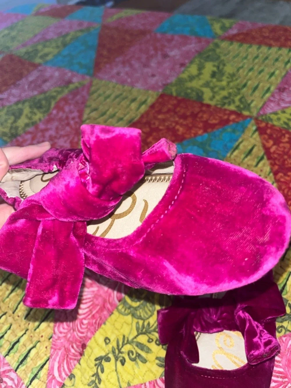 Sam Edelman Kids Velvet Bow Flats - Fuchsia